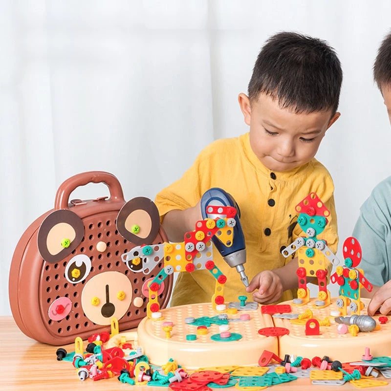 Taladro Eléctrico Para Niños + Caja de Herramientas con 204 Piezas 🧰⚙️