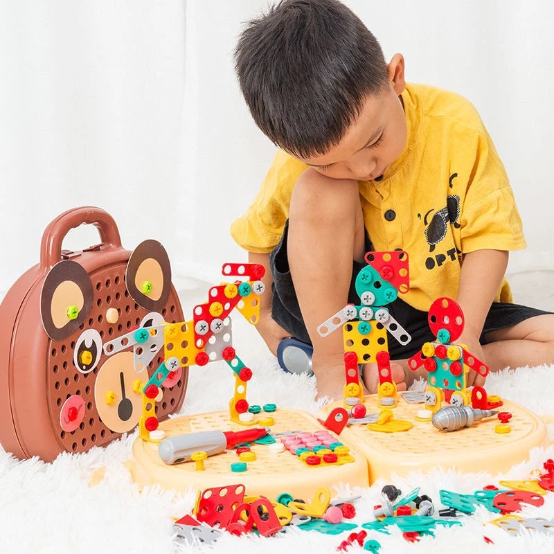 Taladro Eléctrico Para Niños + Caja de Herramientas con 204 Piezas 🧰⚙️